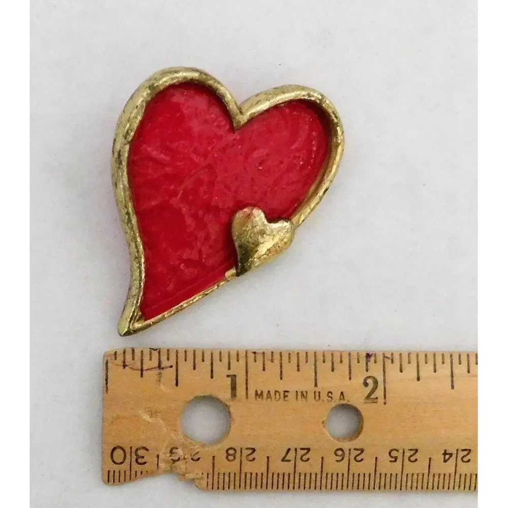 3 Holiday Pins Christmas Ornament Wreath Valentine Heart Jewelry - Picture 3 of 5